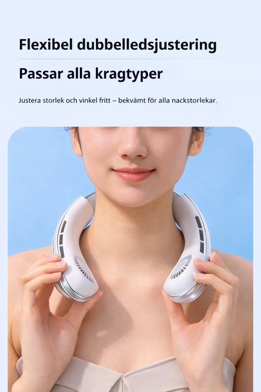 Bär svalkan runt halsen - med luftflöde riktat mot ansikte och nacke får du en behaglig känsla - 3 färger